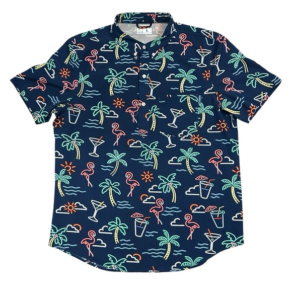 Chubbies The Neon Light Performance Polo Shirt Mens Large Short Sleeve Golf - Picture 1 of 9